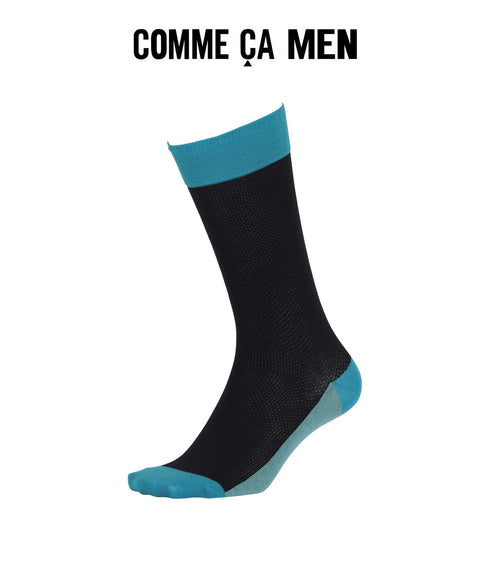 コムサメン COMME CA MEN メッシュパネル切替 メンズ クルーソックス 【メール便】
