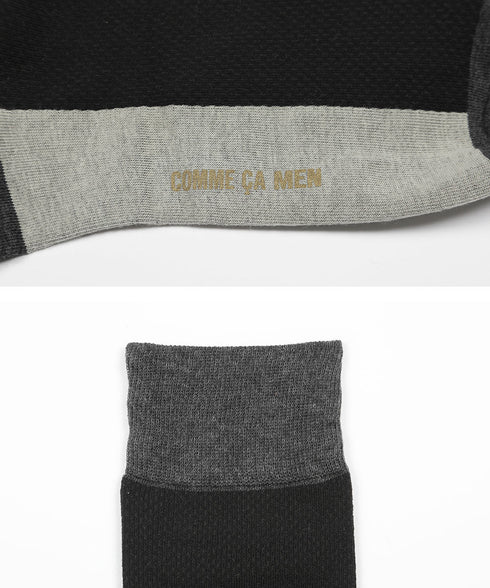 コムサメン COMME CA MEN メッシュパネル切替 メンズ クルーソックス 【メール便】
