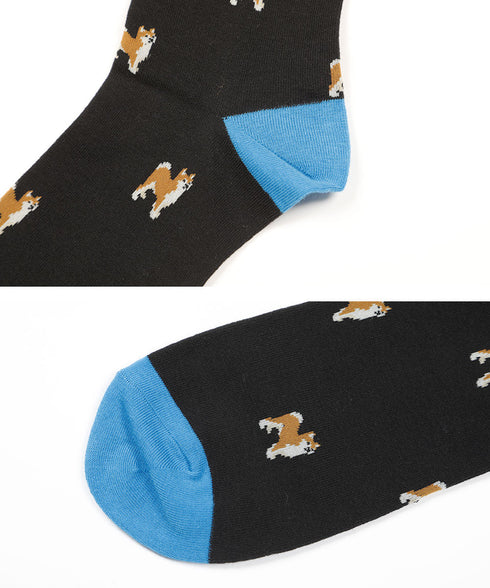 コムサメン COMME CA MEN 秋田犬柄 メンズ クルーソックス 【メール便】