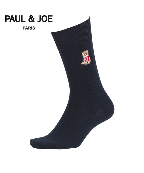 ポールアンドジョー PAUL&JOE 10X1リブお座りヌネット刺繍 メンズ クルーソックス 【メール便】