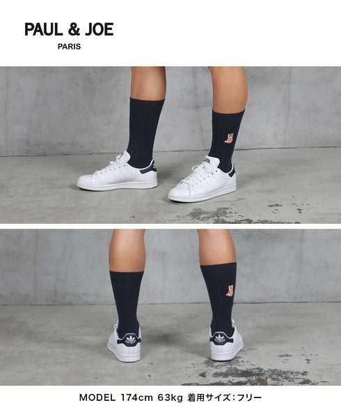 ポールアンドジョー PAUL&JOE 10X1リブお座りヌネット刺繍 メンズ クルーソックス 【メール便】