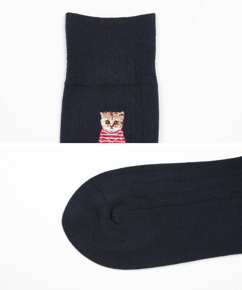 ポールアンドジョー PAUL&JOE 10X1リブお座りヌネット刺繍 メンズ クルーソックス 【メール便】