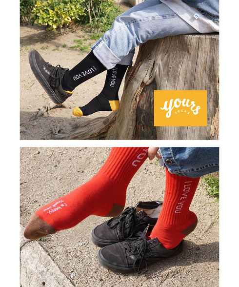 ユアーズソックス yours SOCKS I LOVE YOU メンズ クルーソックス 【メール便】