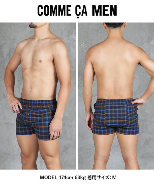 コムサメン COMME CA MEN 平ガングラフチェックストレッチ先染め メンズ トランクス 【メール便】