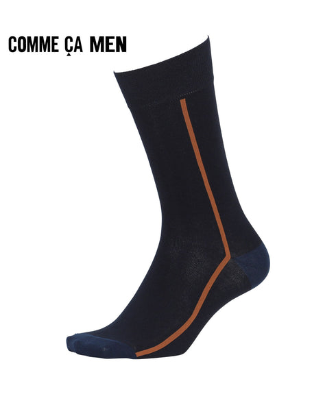 コムサメン COMME CA MEN センターライン メンズ クルーソックス 【メール便】