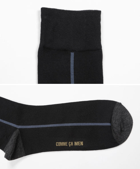 コムサメン COMME CA MEN センターライン メンズ クルーソックス 【メール便】