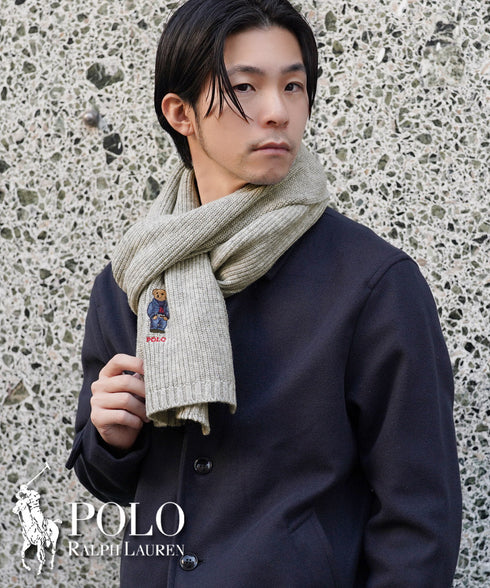 ポロ ラルフローレン POLO RALPH LAUREN solid denim bear scarf マフラー|おしゃれ 人気 クリスマス プレゼント 彼氏