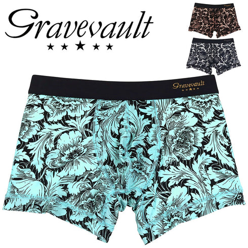 グレイブボールト Gravevault FLOWER メンズ ショート ボクサーパンツ 【メール便】|下着 おしゃれ 人気 高級 プレゼント 彼氏 キムタク
