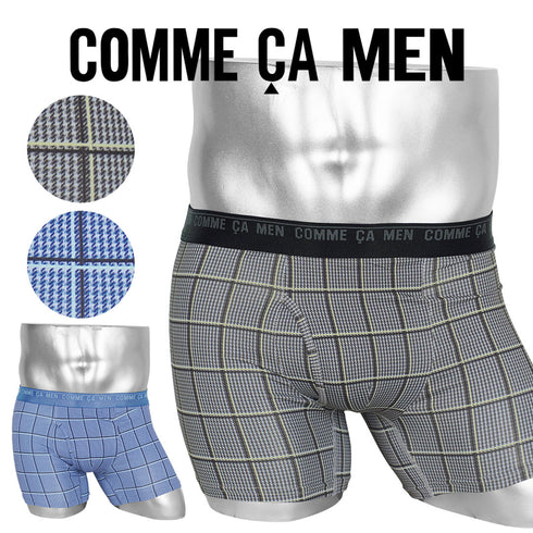 コムサメン COMME CA MEN ベア天チェック柄プリント メンズ ボクサーパンツ 【メール便】
