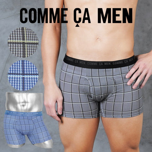 コムサメン COMME CA MEN ベア天チェック柄プリント メンズ ボクサーパンツ 【メール便】