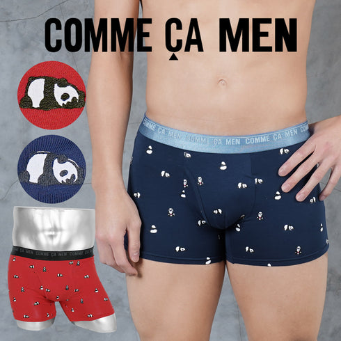 コムサメン COMME CA MEN ベア天パンダ危惧種柄プリント メンズ ボクサーパンツ 【メール便】