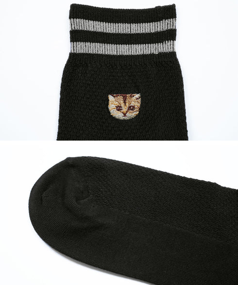 ポールアンドジョー PAUL&JOE ヌネット刺繍 メンズ アンクルソックス 靴下 【メール便】猫 かわいい プレゼント ギフト 彼氏 夫 旦那