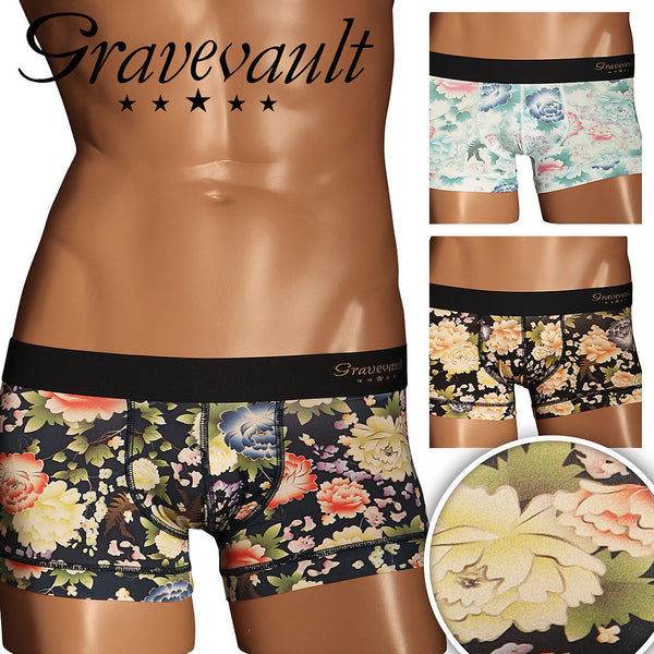 グレイブボールト Gravevault PEONY FLOWER メンズ ローライズ ボクサーパンツ 【メール便】