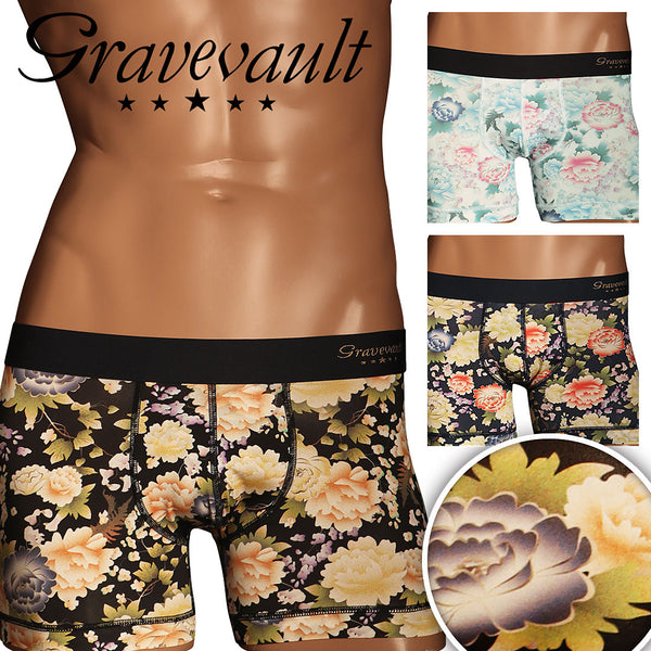 グレイブボールト Gravevault PEONY FLOWER メンズ ショート ボクサーパンツ 【メール便】