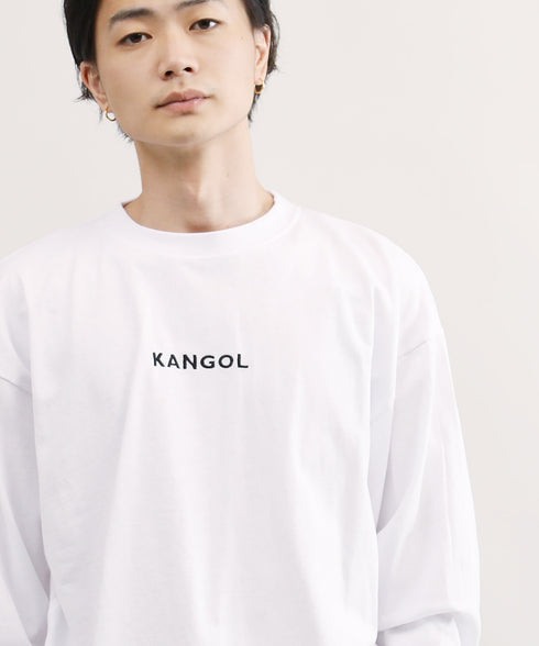 KANGOL / カンゴール 別注 コラボ オーバーサイズ 刺繍 ロゴ ロンT | ブランド クルーネックロンT 長袖Tシャツ クルーネック ロングtシャツ 無地 カットソー