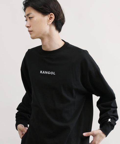 KANGOL / カンゴール 別注 コラボ オーバーサイズ 刺繍 ロゴ ロンT | ブランド クルーネックロンT 長袖Tシャツ クルーネック ロングtシャツ 無地 カットソー