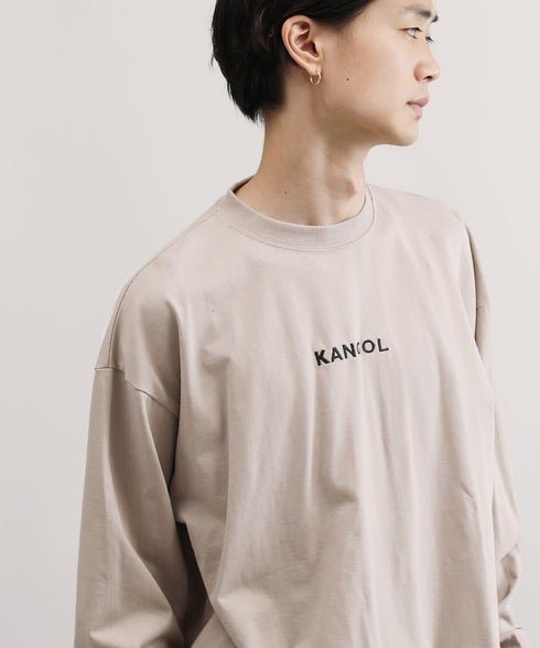 KANGOL / カンゴール 別注 コラボ オーバーサイズ 刺繍 ロゴ ロンT | ブランド クルーネックロンT 長袖Tシャツ クルーネック ロングtシャツ 無地 カットソー