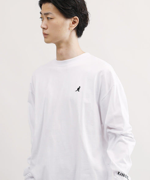 KANGOL / カンゴール 別注 コラボ オーバーサイズ 刺繍 ロゴ ロンT | ブランド クルーネックロンT 長袖Tシャツ クルーネック ロングtシャツ 無地 カットソー
