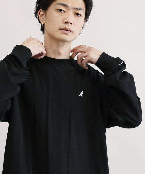 KANGOL / カンゴール 別注 コラボ オーバーサイズ 刺繍 ロゴ ロンT | ブランド クルーネックロンT 長袖Tシャツ クルーネック ロングtシャツ 無地 カットソー