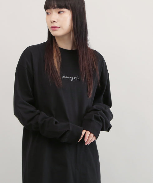 KANGOL / カンゴール 別注 コラボ オーバーサイズ 刺繍 ロゴ ロンT | ブランド クルーネックロンT 長袖Tシャツ クルーネック ロングtシャツ 無地 カットソー