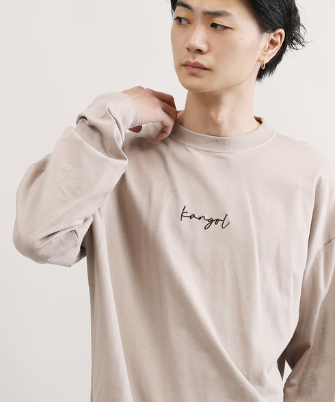 KANGOL / カンゴール 別注 コラボ オーバーサイズ 刺繍 ロゴ ロンT | ブランド クルーネックロンT 長袖Tシャツ クルーネック ロングtシャツ 無地 カットソー