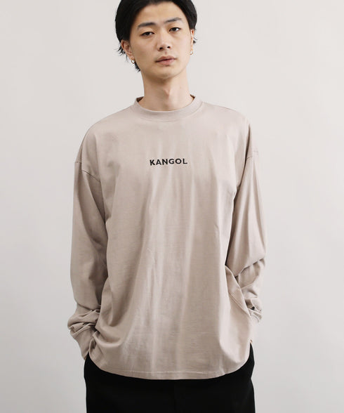 KANGOL / カンゴール 別注 コラボ オーバーサイズ 刺繍 ロゴ ロンT | ブランド クルーネックロンT 長袖Tシャツ クルーネック ロングtシャツ 無地 カットソー