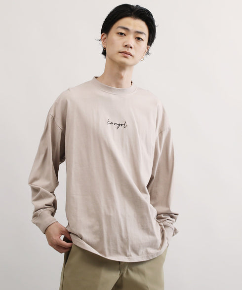 KANGOL / カンゴール 別注 コラボ オーバーサイズ 刺繍 ロゴ ロンT | ブランド クルーネックロンT 長袖Tシャツ クルーネック ロングtシャツ 無地 カットソー