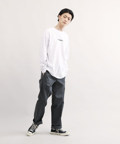 KANGOL / カンゴール 別注 コラボ オーバーサイズ 刺繍 ロゴ ロンT | ブランド クルーネックロンT 長袖Tシャツ クルーネック ロングtシャツ 無地 カットソー