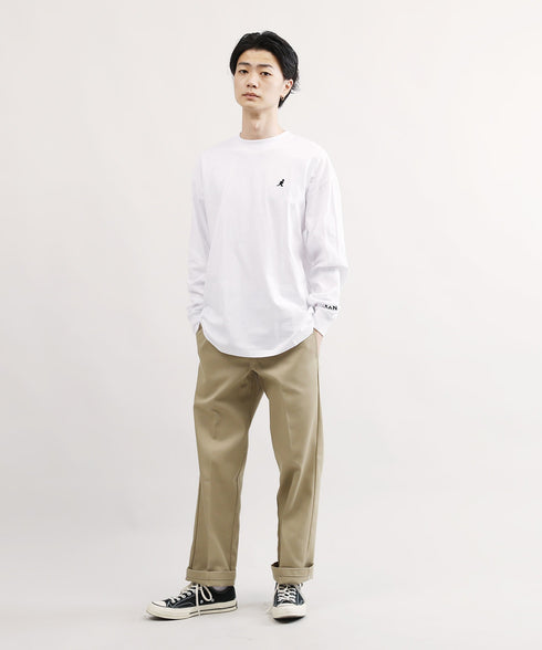 KANGOL / カンゴール 別注 コラボ オーバーサイズ 刺繍 ロゴ ロンT | ブランド クルーネックロンT 長袖Tシャツ クルーネック ロングtシャツ 無地 カットソー