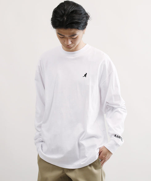 KANGOL / カンゴール 別注 コラボ オーバーサイズ 刺繍 ロゴ ロンT | ブランド クルーネックロンT 長袖Tシャツ クルーネック ロングtシャツ 無地 カットソー