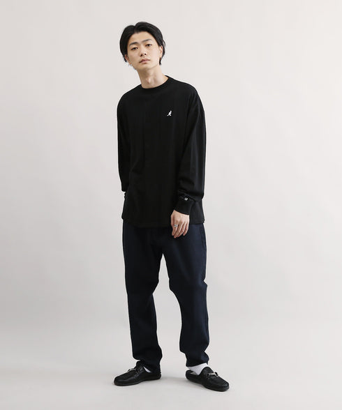 KANGOL / カンゴール 別注 コラボ オーバーサイズ 刺繍 ロゴ ロンT | ブランド クルーネックロンT 長袖Tシャツ クルーネック ロングtシャツ 無地 カットソー