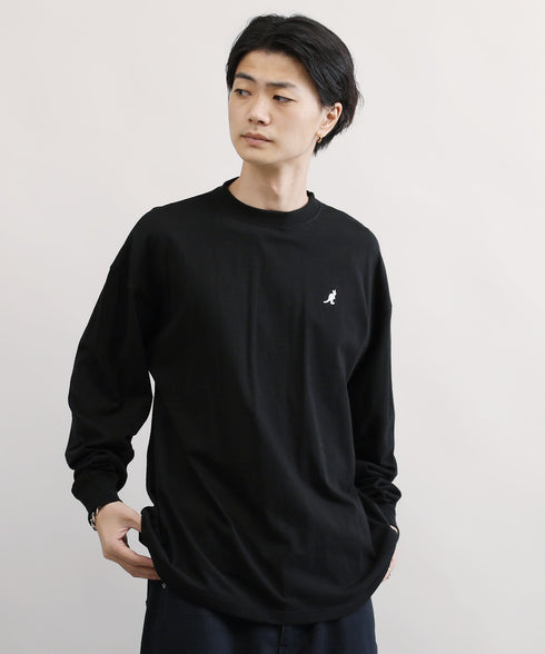 KANGOL / カンゴール 別注 コラボ オーバーサイズ 刺繍 ロゴ ロンT | ブランド クルーネックロンT 長袖Tシャツ クルーネック ロングtシャツ 無地 カットソー