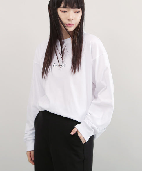 KANGOL / カンゴール 別注 コラボ オーバーサイズ 刺繍 ロゴ ロンT | ブランド クルーネックロンT 長袖Tシャツ クルーネック ロングtシャツ 無地 カットソー