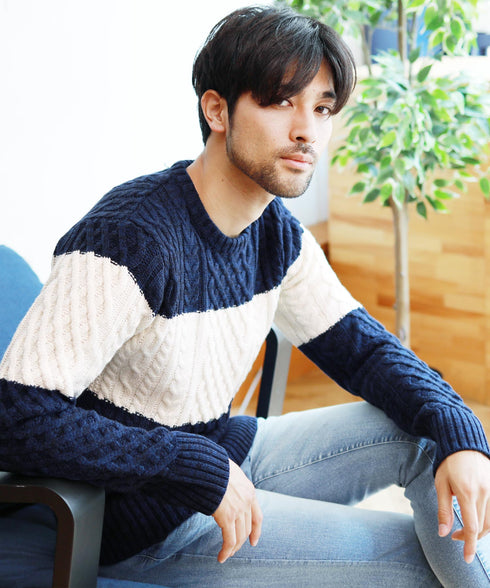 マルチネックフィッシャーマンニット