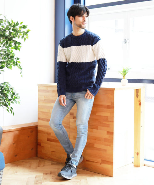 マルチネックフィッシャーマンニット