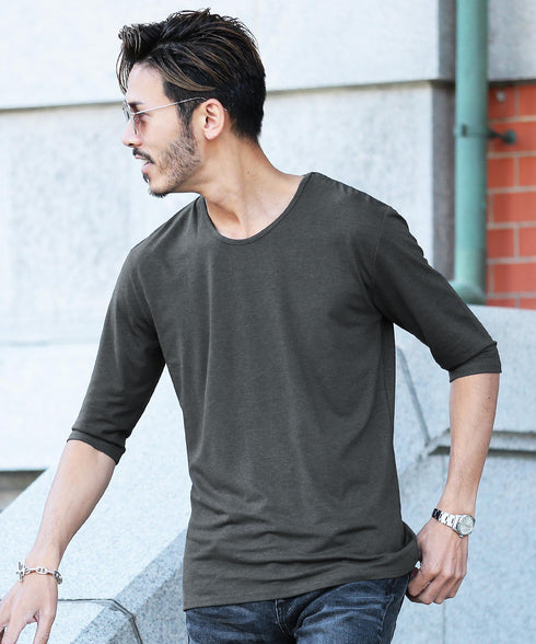 TRクルーネック五分袖Tシャツ │ メンズ Tシャツ 五分袖 半袖 クルーネック TR素材 伸縮性 ストレッチ きれいめ シンプル 無地 快適 涼しい 夏 夏服 カジュアル デイリー