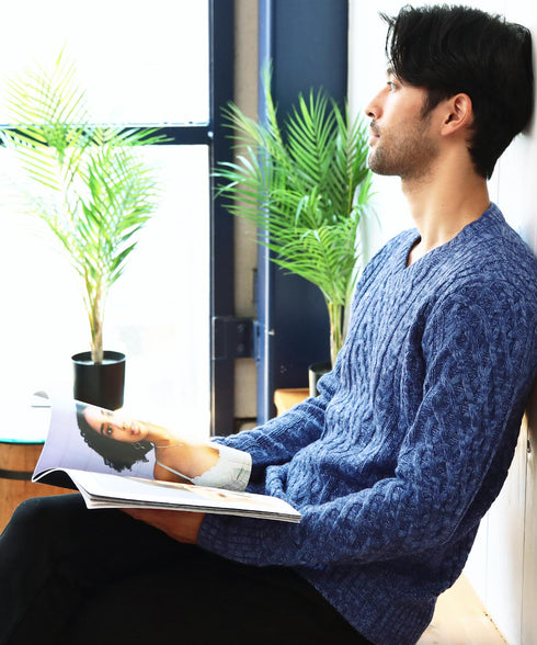 マルチネックフィッシャーマンニット