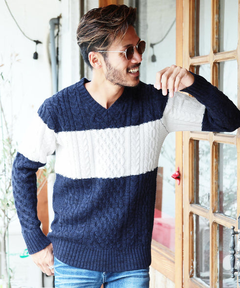 マルチネックフィッシャーマンニット