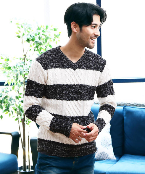 マルチネックフィッシャーマンニット