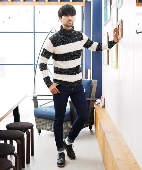 マルチネックフィッシャーマンニット