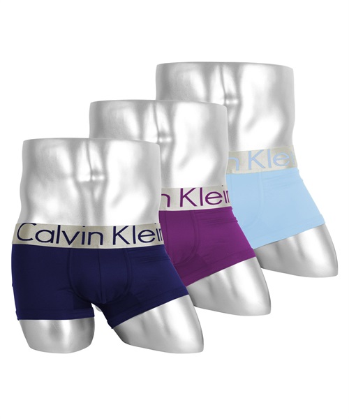 Calvin Klein/カルバンクライン ボクサーパンツ メンズ アンダーウェア 下着 Steel Micro Low Rise Trunk 3枚セット ローライズ 前閉じ シンプル かっこいい ツ(4.ホロスコープセット-海外XL(日本XXL相当))