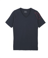 EMPORIO ARMANI/エンポリオ アルマーニ 3D PRINT メンズ Vネック 半袖 Tシャツ 父の日 プレゼント(1.マリンB-海外S(日本M相当))
