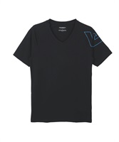 EMPORIO ARMANI/エンポリオ アルマーニ 3D PRINT メンズ Vネック 半袖 Tシャツ 父の日 プレゼント(2.ブラックB-海外S(日本M相当))