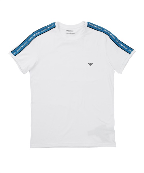 Emporio Armani エンポリオ アルマーニ Core Logo メンズ クルーネック 半袖 Tシャツ 綿 かっこいい おしゃれ サイドライン 高級 ハイブランド ロゴ ワンポイント 無地 彼