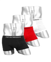 EMPORIO ARMANI エンポリオアルマーニ ローライズ ボクサーパンツ メンズ パンツ 男性 下着 ブランド 3枚組セット 父の日 プレゼント(3.ブラック×レッド×ホワイト-海外S(日本M相当))