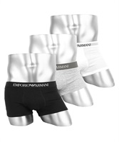 EMPORIO ARMANI エンポリオアルマーニ ローライズ ボクサーパンツ メンズ パンツ 男性 下着 ブランド 3枚組セット 父の日 プレゼント(5.ブラック×グレー×ホワイト-海外S(日本M相当))