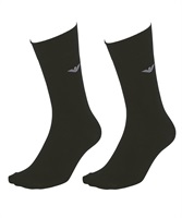 EMPORIO ARMANI/エンポリオ アルマーニ 2足セット 靴下 メンズ クルーソックス 綿 ロゴ ボーダー シンプル ビジネス 無地 ロゴ ワンポイント ボーダー 父の日 プレゼント(2.ブラックセット-フリーサイズ)