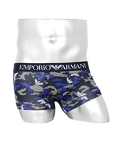 EMPORIO ARMANI/エンポリオ アルマーニ ALL OVER CAMOU メンズ ローライズボクサーパンツ 下着 おしゃれ かっこいい 綿 迷彩 カモ柄 カモフラ 父の日 プレゼント(2.マリンEカモ-海外S(日本M相当))