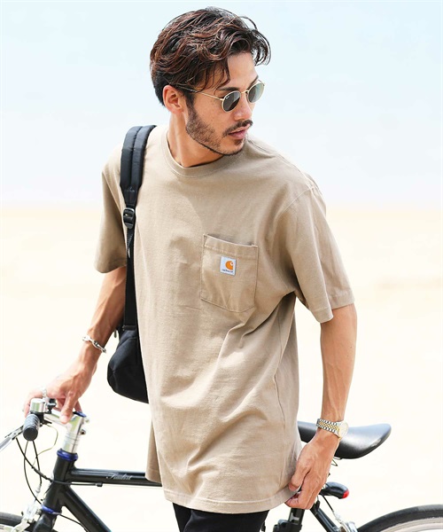 CARHARTT（カーハート）　ポケットTシャツ│メンズ ポケT ビッグTシャツ 大きいサイズ XXL 胸 ワンポイント ブランド(Desert-L)
