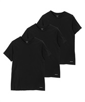 Calvin Klein カルバンクライン 3枚セット メンズ 半袖 Tシャツ ギフト プレゼント 下着 ラッピング無料(2.ブラック-海外S(日本M相当))